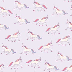 Unicorns animals vector seamless pattern.