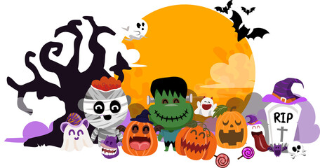 Happy halloween day	elements PNG