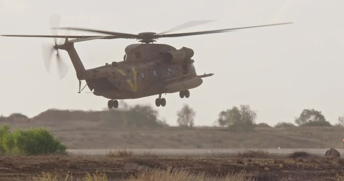 Large helicopter during a military rescue mission