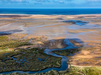 Fototapeta premium Aerial view of salt marshes
