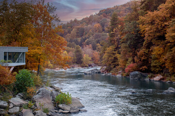 waterfall in autumn