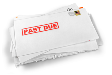 Past Due Bills  Isolated on White Background.