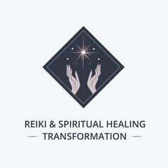 Reiki, Energy, Meditation, Spiritual Healing Logo Design.