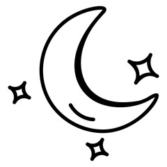 A beautiful doodle icon of moon 