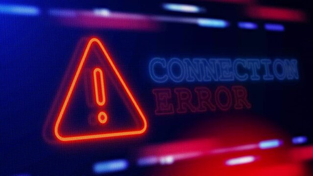 Connection Error Warning Alert Screen loop Blinking glitch Error Animation. Page not found. 404 Accident crash Information Technology. No signal. Critical error message. Cyber Crime, Computer Hacking