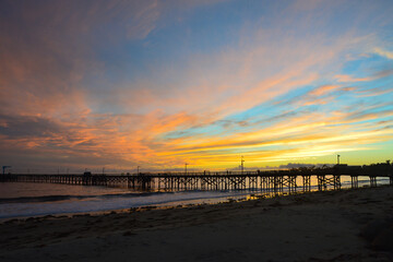 Obraz premium Sunset at Goleta Pier, Santa Barbara County