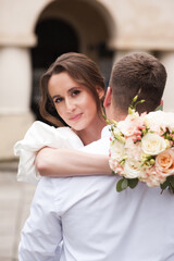 Young bride wedding day outdoor