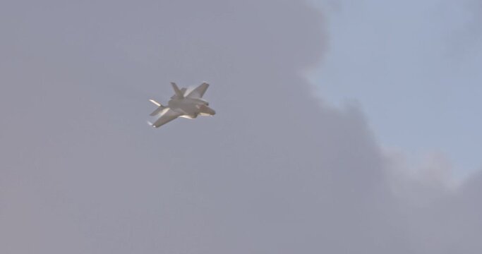Israeli air force F-35 stealth fighter during low altitude flight