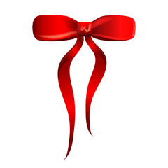 gift decorative congratulatory red silk bow isolated on white background