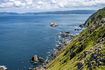 Fototapeta premium Scenic galician panorama along the road to San Andres de Teixido, A Coruna Province, Galicia, Spain