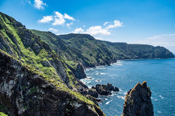 Scenic galician panorama along the road to San Andres de Teixido, A Coruna Province, Galicia, Spain