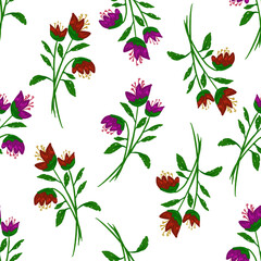 doodle red and purple tulip seamless pattern for print and fashion or wallpaper