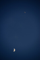 Airplane (commercial aircraft) and moon.