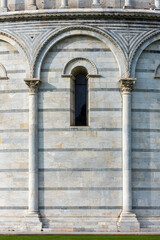 Window of medieval tower in Pisa
