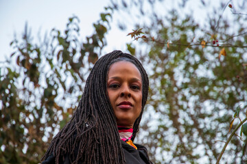 atlanta botanical garden, sisterlocks, ethnic, black woman, long hair, outdoors, nature, braids,...