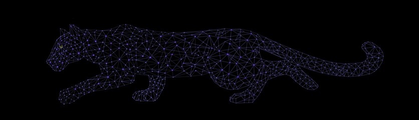 Obraz premium Abstract image leopard in the form of lines and dots, consisting of triangles and geometric shapes. Low poly background.