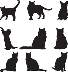 set of cats silhouettes , black cat silhouette, vector icon