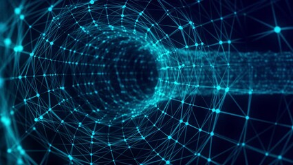 Digital Plexus background.Data technology and scientific illustration. Moving dots and lines network connection structures. 3d rendering. 4K