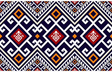 Warm tone abstract geometric ethnic pattern western, American Indian oriental Africa. for carpet,wallpaper,clothing,wrapping,batik,fabric,tile, backdrop,Vector illustration. embroidery style.