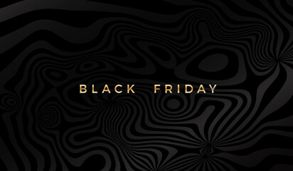 Black Friday Sale Banner Design. Luxury Black Wave Background. Dark Vector Advertising Illustration