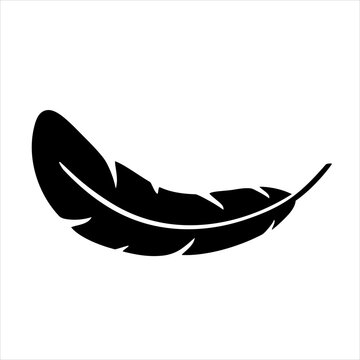 Feather black vector icon isolated on white background