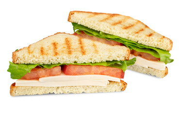 Fresh tasty sandwiches on  background