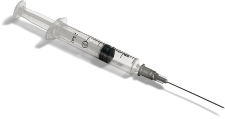 Plastic syringe isolated on white background