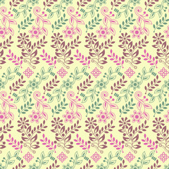 Fototapeta na wymiar Seamless patterns, Set of floral design elements. Beautiful for print textile and background. Vector illustration