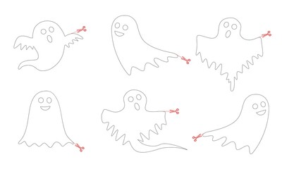 Halloween, ghosts to color and cut out, white silhouettes to fill with colors or just cut out and hang up the house or classroom, for the Halloween party.