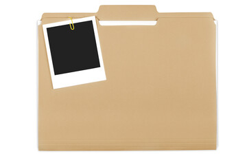 File Folder with Documents and Blank Polaroid