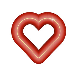 Red glowing heart. Love symbol. Design element. Vector illustration. Isolated on white background