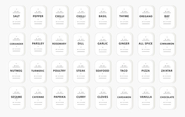 Minimal Spice Labels for Kitchen Organization