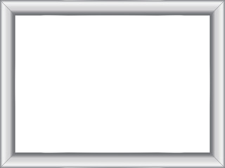 Original design of a rectangular silver frame with room for text or photo. Illustration with transparant background, png