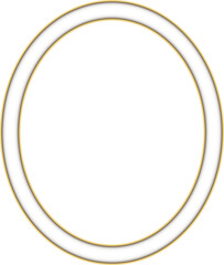 Illustration of an oval cadre with white frame and two thin golden borders. Room for text or image. Transparant background, png