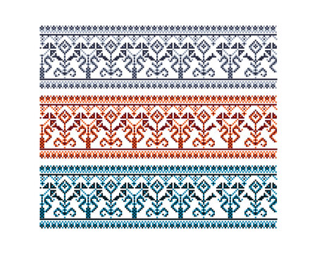 Seamless knitting embroidered pattern vector illustration with trendy color