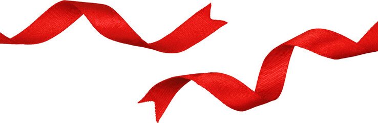 Red Christmas ribbon on white background