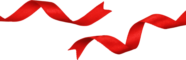 Red Christmas ribbon on white background