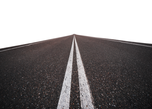 asphalt road with continuous lines isolated