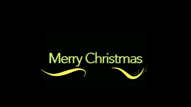 Merry Christmas Lettering.Christmas Text Animated. Alpha Channel. 