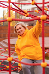 senior aged woman on playground