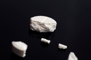 Close-up pills lying on the table