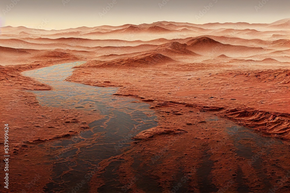 Aufkleber 3d rendering of shallow water on the mars planet