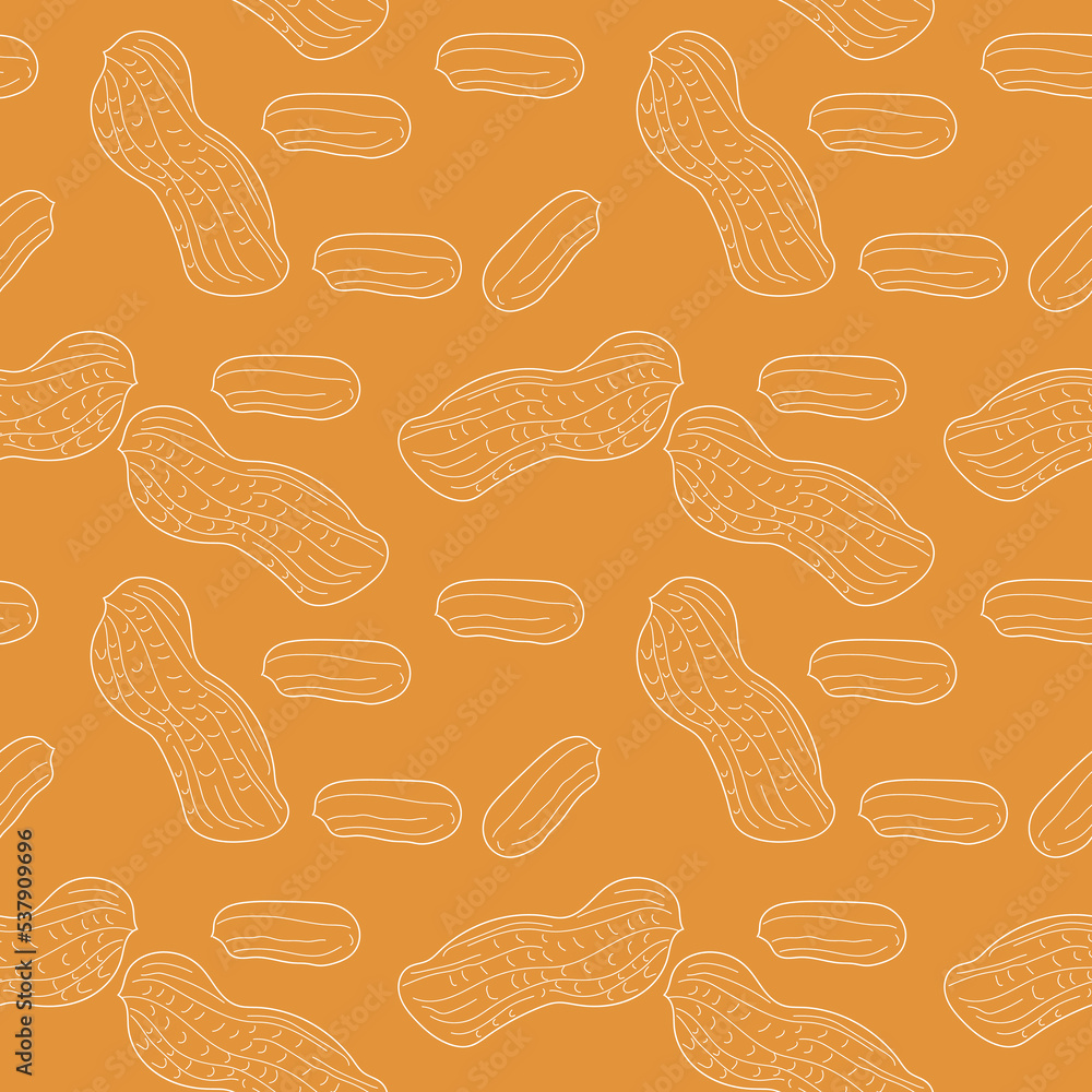 Poster seamless pattern peanut in linear style. hand drawn peanut seamless pattern. vector eps10