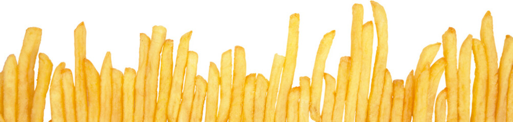 French Fries One Beside The Other Close-up - Isolated
