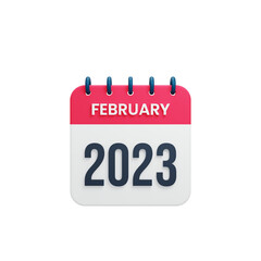 2023 February Calendar Rendered 3D Illustration