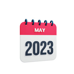 2023 May Calendar Rendered 3D Illustration