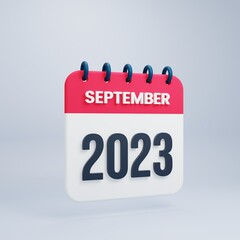 2023 September Calendar Rendered 3D Illustration
