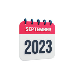 2023 September Calendar Rendered 3D Illustration