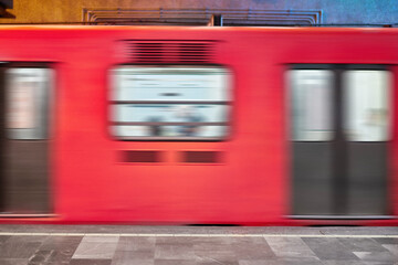 Red metro train