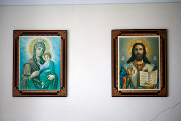 Two icons on the wall